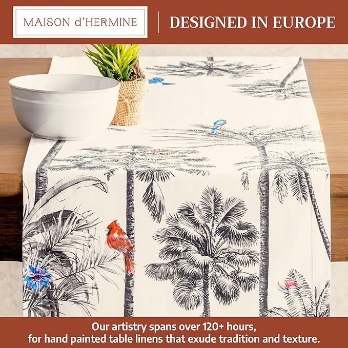 Maison d' Hermine Table Runner 100% Cotton Single Layer Table Runners 108 inches Long for Thanksgiving Christmas Decorations Home Kitchen Dining Party Wedding (Amazonia, 14.5" x 108")