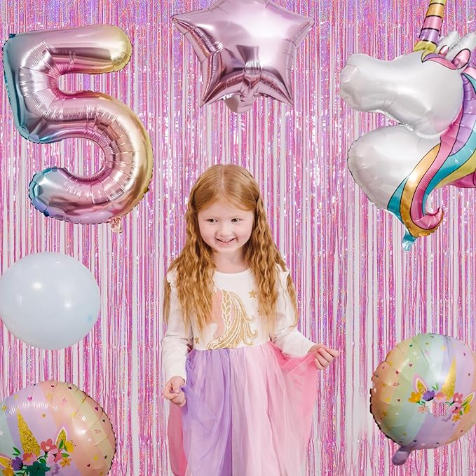 Melsan 3 Pack 3.2 x 8.2 ft Foil Fringe Curtains - Pink Tinsel Curtain Girl Birthday Decorations Photo Backdrop for Party Decoration Engagement or Bachelorette Party Supplies