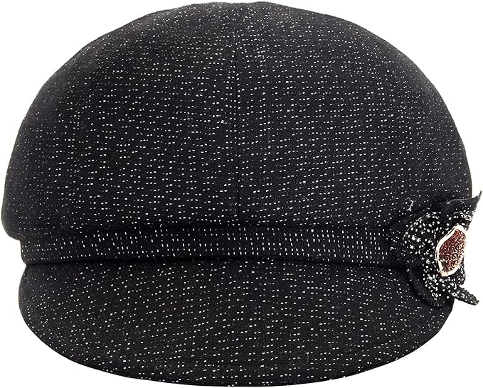 Women Retro Classic Visor Newsboy Cabbie Cap Beret Hats with Flower Buckle for Woman Ladies