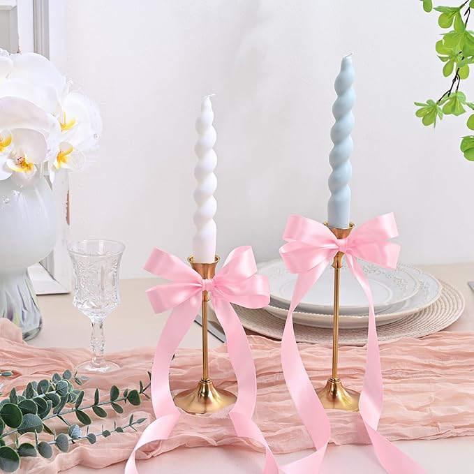 Pearl Pink Double Face Satin Ribbon 1 inch X 50 Yards Spool Bright Colors Very Suitable for Weddings Gift Package Wrapping Dancer Wand Sewing Party Hair Bow Invitation Decorations and More