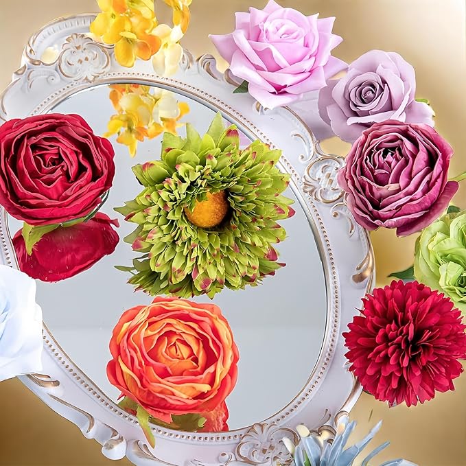 38pcs Artificial Flowers Bouquets Box Set for DIY Bridal Wedding Shower Decorations Rainbow Colorful Fake Floral Arrangements for Party Table Centerpieces Home Decor Indoor Outdoor