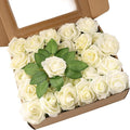 60Pcs Artificial Rose Flowers, Real Looking Fake Roses for Decorations, Foam Rose Bulk with Stems for DIY Wedding Bouquets Floral Arrangements Bridal Shower Party Home Decor (60, Cream)
