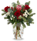 Stargazer Barn - Holiday Cheer Bouquet (Includes Glass Vase) - Fresh Flowers for Delivery - Gift for Anniversary, Birthday, Congratulations, Get Well, Graduation, Sympathy, Christmas