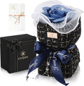 Ceramic Preserved Rose Bouquet, Blue Eternal Flower Handmade Ceramic Craft Art with Fragrance Expansion Function, Birthday/Anniversary/Valentine's Day Luxury Gift Box for Women, Mom, Wife,Her
