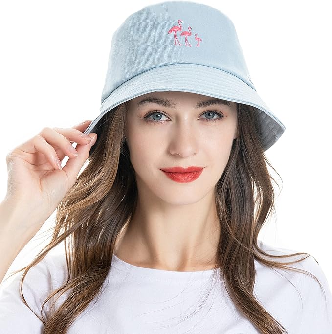 ZLYC Unisex Fashion Embroidered Bucket Hat Summer Fisherman Cap for Men Women