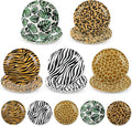 50 PCS Jungle Safari Party Tableware Supplies, Disposable Animal Print 7 Inch Paper Plates, Zebra Giraffe patterns Plates for Jungle Zoo Animal Themed Birthday Party Christmas Decor, Serves 50 Guests