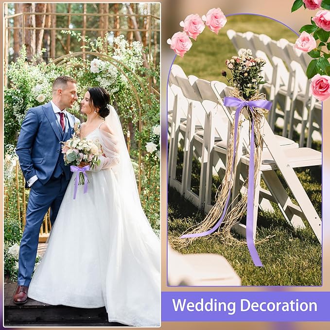 Light Purple Satin Ribbon 1 Inch 50 Yards Solid Fabric Lilac Ribbon for Gift Wrapping Flower Bouquet Wedding Party Vase Christmas Decorations