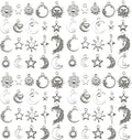 WOCRAFT 60pcs Antique Silver Sun Moon Star Bracelet Charms for Jewelry Making Sets DIY Necklace Bracelet Keychain Crafting Charms Kit Craft Supplies (SN833)