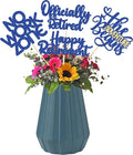 Ephlyn 16Pcs Happy Retirement Centerpiece Sticks Officially Retired Table Flower Centerpieces Sticks No Work Zone Floral Decorations for Farewell Birthday Party Centerpieces Supplies Blue