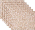 HEAVYWOOD Boho Placemats Set of 4 Cloth Floral Place Mats Paisley Botanical Table Mats for Kitchen Dinning Farmhouse Rustic Washable Tablemats 14x18 Inch (Oatmeal, 6)