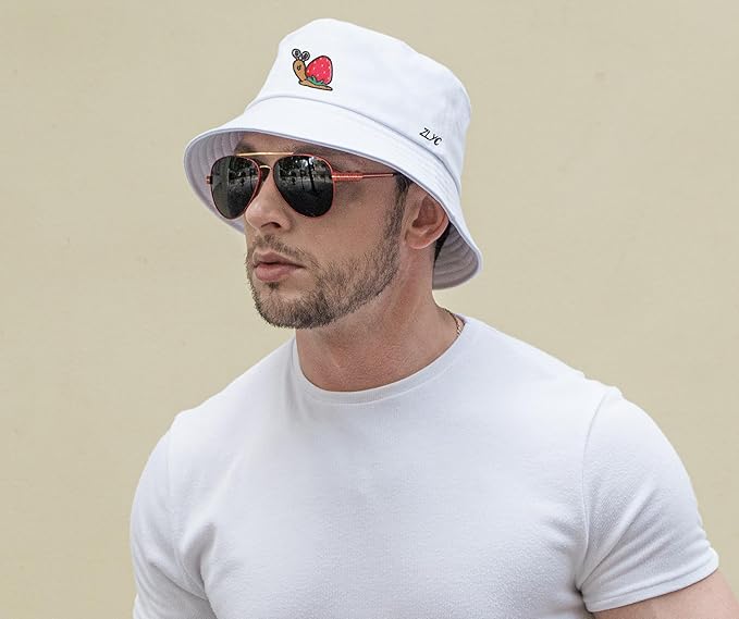 ZLYC Unisex Fashion Embroidered Bucket Hat Summer Fisherman Cap for Men Women