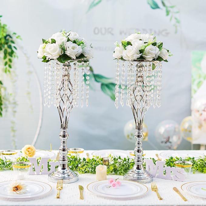 Flower Centerpieces for Wedding Tables: Wedding Table Decorations White Flower Balls Centerpieces for Engagement Cerebration Party Center Pieces 2 Packs
