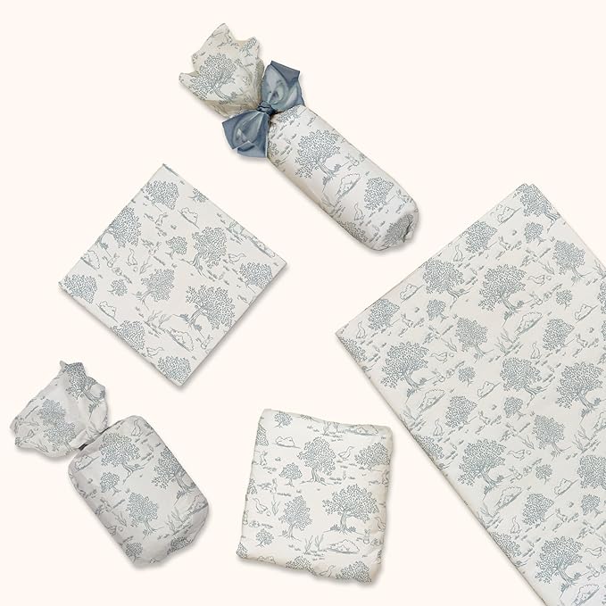 Pro Supply Global Blue Toile Printed Tissue Paper for Gift Bags or Boxes and Wrapping - Bulk Decorative Art Tissue Paper for Packaging and Gifting | 24 Sheets 20" x 30"