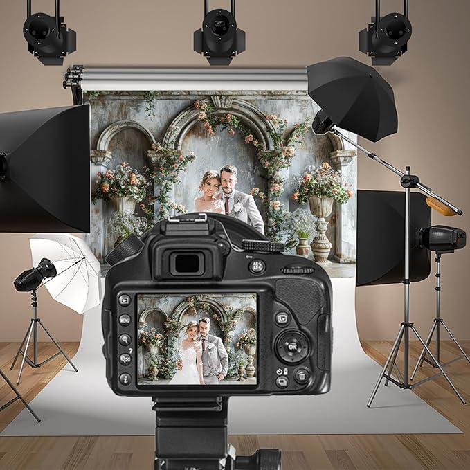 Baocicco 10x6.5ft Flower Castle Wall Photography Background Vintage Arch European Palace Victoria Wall Backdrop Women Themed Party Birthday Decorations Bridal Shower Ceremony Engagement Photoshoot