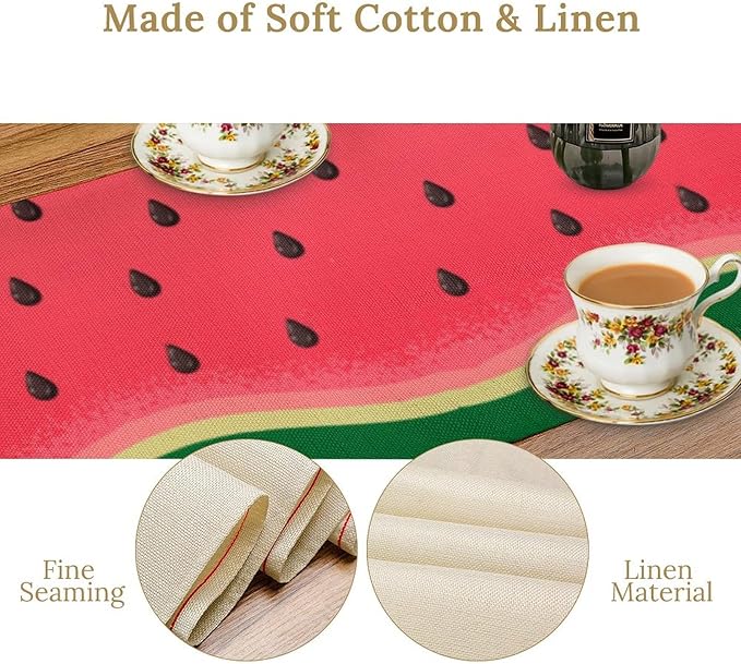 Watermelon Table Runner,Summer Fruit Tropical Birthday Party Decorations Dining Room Home Kitchen Table Decor 13 x 60Inches
