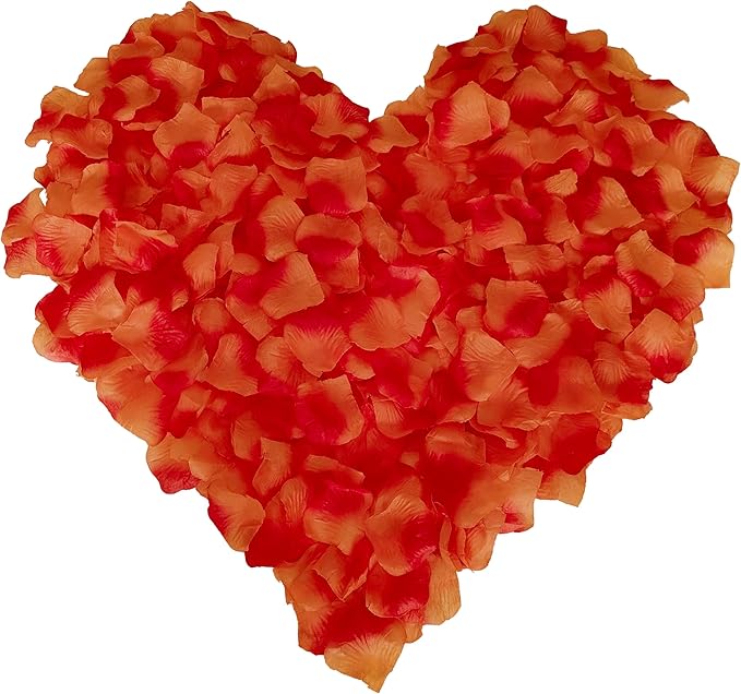 Separated 1000 PCS Artificial Gradient Orange Red Rose Petals, Sunset Flower Petals,Orange Flower Girl Petals for Wedding Decor,Romantic Night for her Set(Ready-to-use)