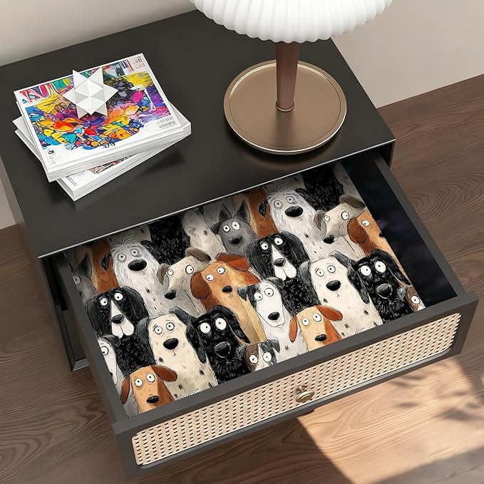 Cute Animal Peel and Stick Contact Paper Funny Modern Dog Funky Removable Wallpaper 17.7" x 118.11" Wall Paper Watercolor Self Adhesive for Classroom Bedroom Laundry Room Bathroom