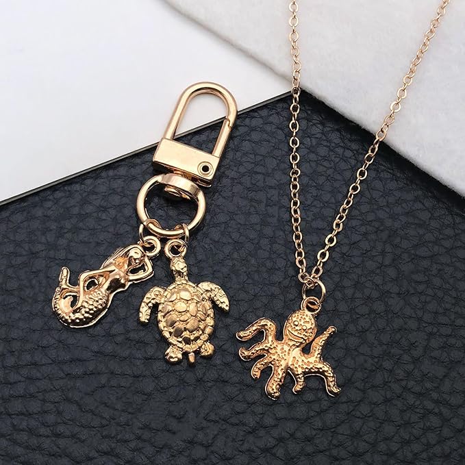 WOCRAFT 60pcs KC Gold Ocean Charms Bracelet Charms for Jewelry Making Sets DIY Necklace Bracelet Keychain Crafting Charms Kit Craft Supplies (SN884)
