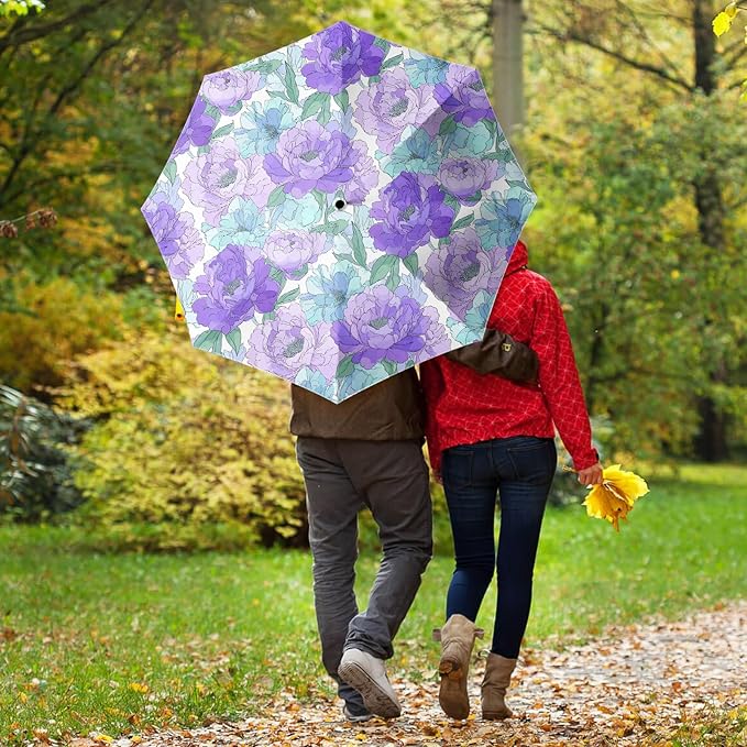 Small Compact Travel Automatic Folding Umbrella for Women, Portable Lightweight, Rain, Wind, UV Sun Shade