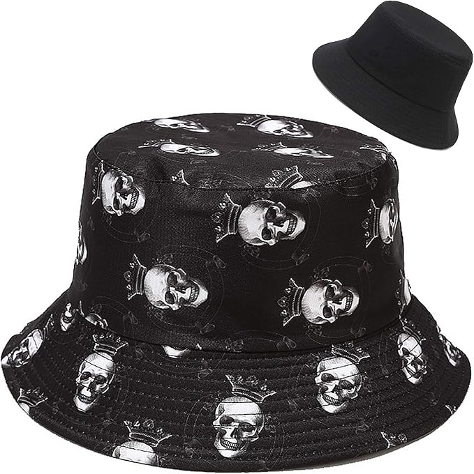 Malaxlx Unisex Bucket Hat Beach Sun Hat Aesthetic Fishing Hat for Men Women Teens, Reversible Double-Side-Wear