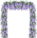 Duovlo 4Pcs 6.6Ft/Piece Imitation Silk Wisteria Garland Hanging Flower Vine for Home Outdoor Garden Ceremony Wedding Arch Floral Decor (Light Purple)