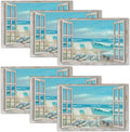Coastal Beach Placemats Set of 6 Seascape Ocean Table Mats Washable Place Mats for Home Party Indoor Kitchen Dining Table Decoration 12x18 Inch