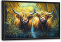 Highland Cow Large Decor Wall Art Framed Pictures for Living Room, Animal Oversized Canvas Print Painting Modern Extra Large Framed Artwork for Bedroom Office Home Decor 36"x24"