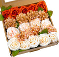 SITUMEIZI Roses Artificial Flowers Combo Orange Flowers Mix Silk Foam Flowers Peony Dahlia with Stems for DIY Bridal Wedding Bouquet Baby Shower Party Home Decor Floral Arrangements 27pcs