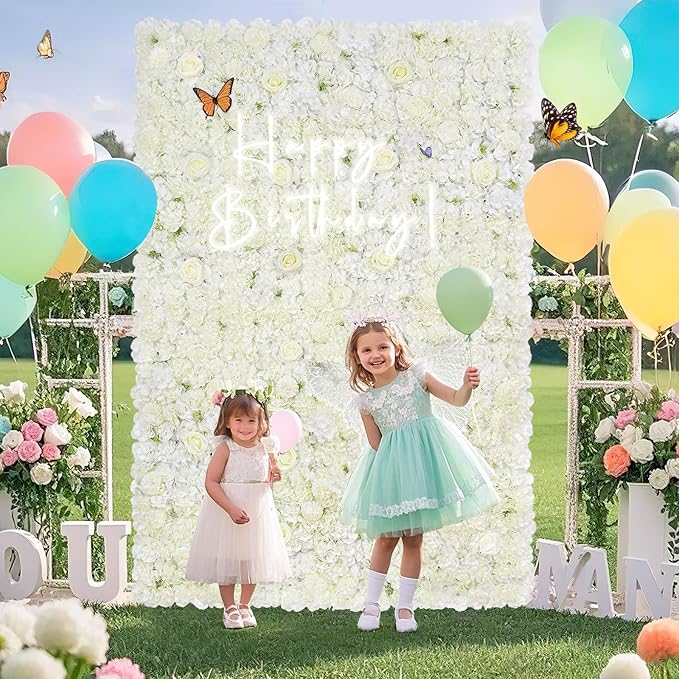 White Flower Wall Backdrop Wedding: 12 Packs 15x15 Inches 3D Floral Rose Wall Panels - Party Event Background Bridal Shower Decorations