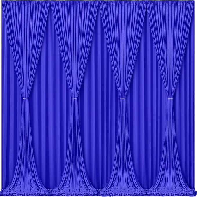 Royal Blue Backdrop Curtains 10 Panels - Wrinkle-Free Polyester Photography Drapes for Baby Shower & Birthday Party - 40 X 10FT