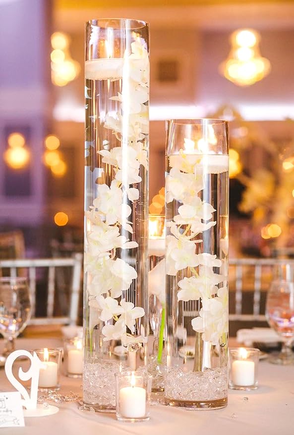 12 Pack Glass Cylinder Vases 16 Inch Tall Clear Flower Vase for Centerpieces, Hurricane Floating Candle Holder Wedding Decorations, Floral Vase Bulk for Table Shelf Party Home Deco (16 x 3.35 Inch)