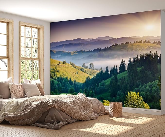 PYFFYP- Tropical Natural Landscape Forest Wallpaper murals for Bedroom(Not Peel and Stick)