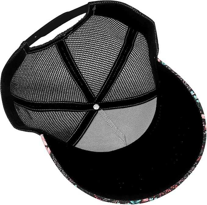 Tropical Pink Flowers Hats Women Men Hawaii Trucker Hat Adjustable Snapback Mesh Baseball Cap Hat