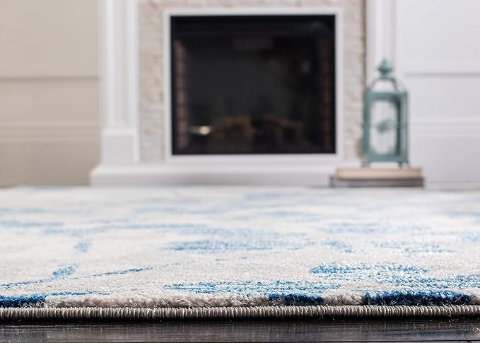 SAFAVIEH Evoke Collection 2'2" x 11' Grey/Light Blue EVK236J Floral Non-Shedding Living Room Bedroom Runner Rug