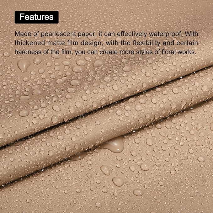 MECCANIXITY 20 Pcs Flower Wrapping Paper 22.8x22.8 Inch Waterproof Florists Wrapping Paper for Florist Bouquet Supplies, DIY Crafts, Gift/Gift Box Packaging Brown
