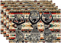 Southwestern Placemats Set of 4, African Woman Place Mats, Rustic Dancing Women with Pot on The Head Dining Table Mats, Washable Placemats for Kitchen Dining Room 18L'' × 12W''