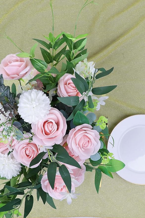 12pcs Roses Artificial Flowers Real Touch Fake Flowers with Long Stems Silk Flowers for Wedding Bouquet Centerpices Decorations Party Bridal Baby Shower Home Decor (Dusty Pink)