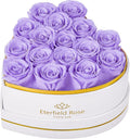 Eterfield 16 Forever Flowers in Heart Shape Box, Preserved Roses That Last a Year Preserved Flowers Birthday Gifts for Her Mom Women Wife Anniversary Valentines Day Mothers Day Christmas, Light Purple