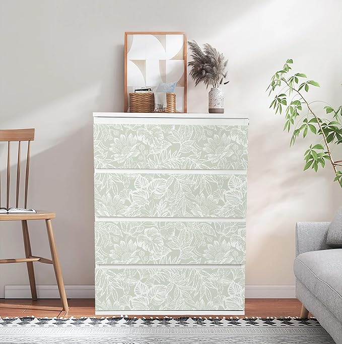 Peel and Stick Wallpaper Modern Wall Paper Boho Contact Paper Bedroom Bathroom Wallpaper Peel and Stick Light Green Tropical Leaf Removable Self-Adhesive Wall Decor 17.3" x 394"