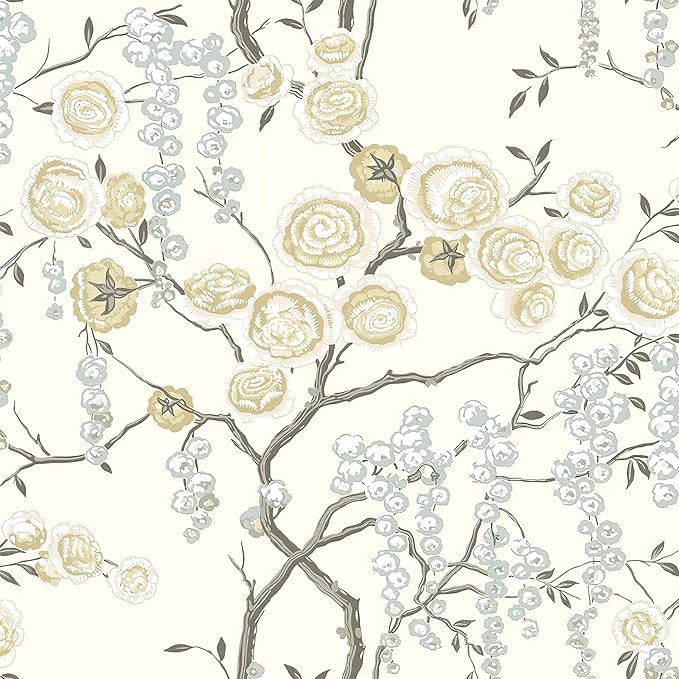 Orainege Peel and Stick Wallpaper Vintage Floral Contact Paper 17.7in ×118.1in Beige Floral Wallpaper Peel and Stick Removable Wall Paper for Bathroom Waterproof