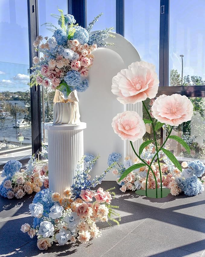 Giant Artificia Flowers Light Pink - Wedding Giant Flower for Decoration with Stand Large Paper Flowers for Bridal Shower Baby Show Party Deco