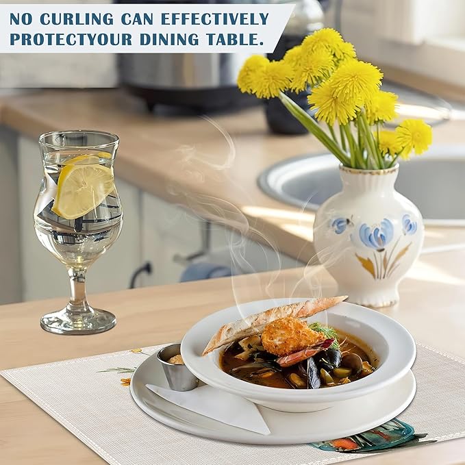 Retro Spring Flower Placemats Set of 4, Linen Place Mats Heat Resistant Non-Slip Washable Table Mats for Dining Kitchen Party Decor 12"x18"