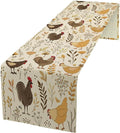 Farmhouse Rooster Table Runner, Rustic Farm Animals Cute Cartoon Chicken Floral Dinner Runner for Farmhouse Home Kitchen Dinner Table Holiday Party Decoration 13x60in