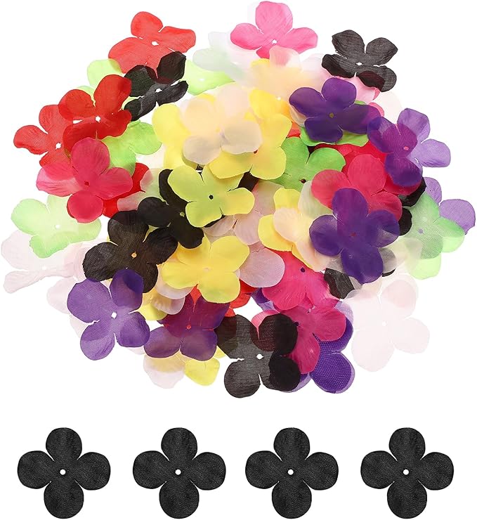 PATIKIL 1.8 Inch (4.5cm) Flowers Patch, 300Pcs Artificial Flowers Handmade Patches Silk Cloth Applique for Scrapbooking Wedding DIY Craft Supplies Card, Black
