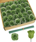 30PCS Artificial Glitter Roses Bouquet Green Flowers Fake Sparkling Roses for Wedding Party Christmas Home Decor(Green with Silver Glitter)