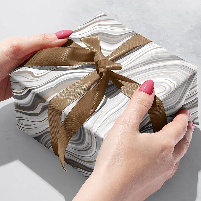 Jillson Roberts Bulk Gift Wrap, Everyday Gift Wrapping Supplies, Marbelized Silver, 1/4 Ream 208 feet x 24 inches