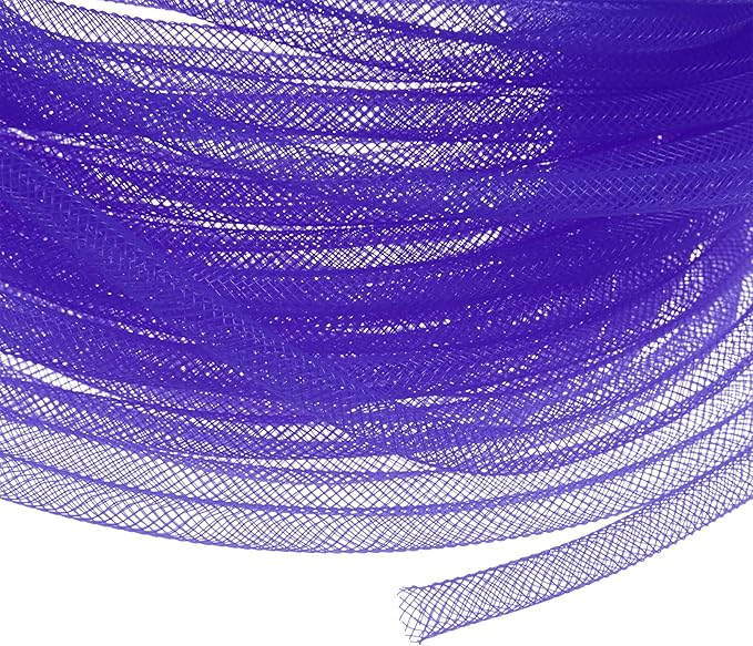 Mesh Tube Ribbon 25 Yards, 6mm Elastic Fabric Ribbons Mesh Tubing for Crafts/Gift Wrapping/Flower Bouquets/Wedding/Birthday/Holiday/Wreaths Christmas/Decoration[Dark Purple]