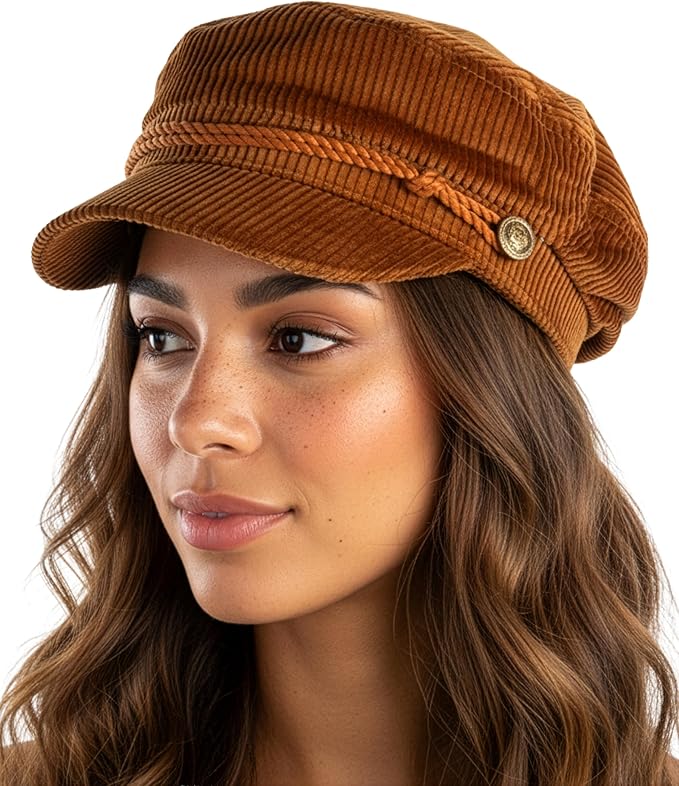 Funky Junque Newsboy Hat for Women – Trendy Greek Fisherman Cap, Classic Women's Baker Boy Newsies Hat, Ladies Fashion Caps