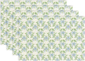 Green Leaf Placemats Set of 4, Blue Bow Table Mat for Home Kitchen, Restaurants, Outdoor Linen Washable Place Mats 12x18 inch Party Event Dining Decoration-01