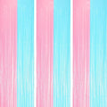 3 Pack 3.3 x 8.2 ft Pastel Blue and Pink Foil Fringe Backdrop Curtains, Tinsel Streamers Party Decorations, Fringe Backdrop for Grender Reveal, Baby Shower, Birthday Party